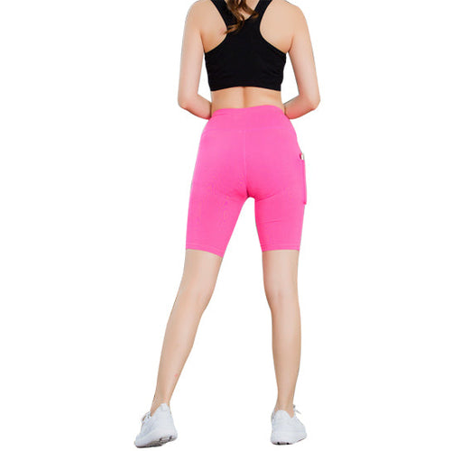 Shorts de yoga elásticos para todas las estaciones con bolsillo para teléfono