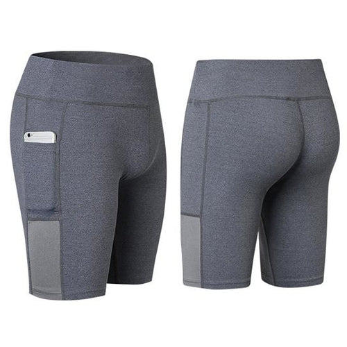 Shorts de yoga elásticos para todas las estaciones con bolsillo para teléfono