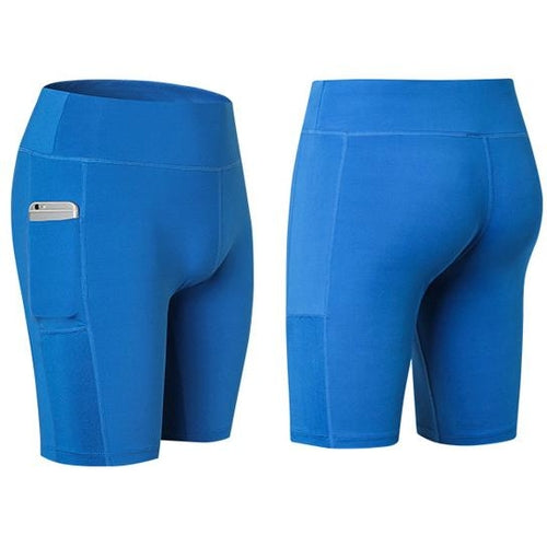 Shorts de yoga elásticos para todas las estaciones con bolsillo para teléfono