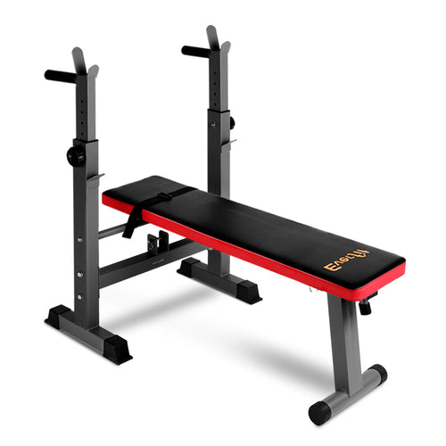Banco de pesas con soporte para sentadillas y press de banca Everfit, equipo para gimnasio en casa de 200kg.