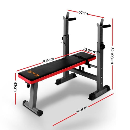 Banco de pesas con soporte para sentadillas y press de banca Everfit, equipo para gimnasio en casa de 200kg.