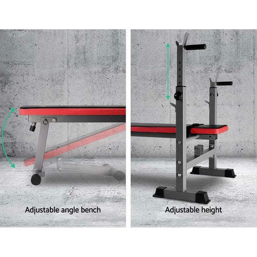 Banco de pesas con soporte para sentadillas y press de banca Everfit, equipo para gimnasio en casa de 200kg.