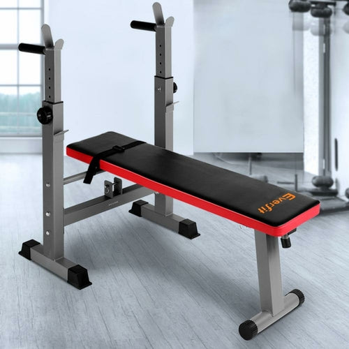 Banco de pesas con soporte para sentadillas y press de banca Everfit, equipo para gimnasio en casa de 200kg.