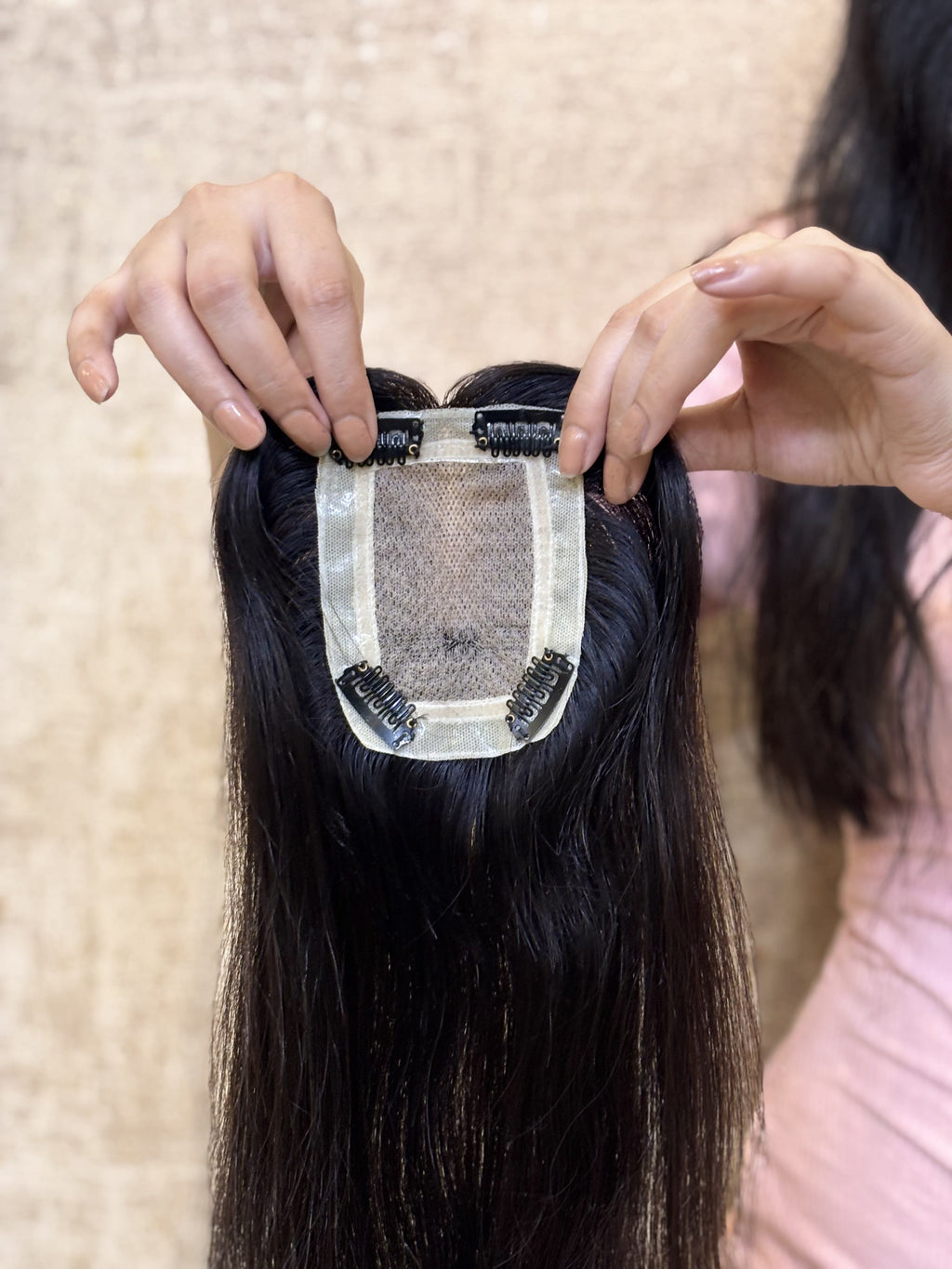 Hair Topper for Postpartum Hair Loss | Silk Base | Natural Black | Straight | Remy Hair India