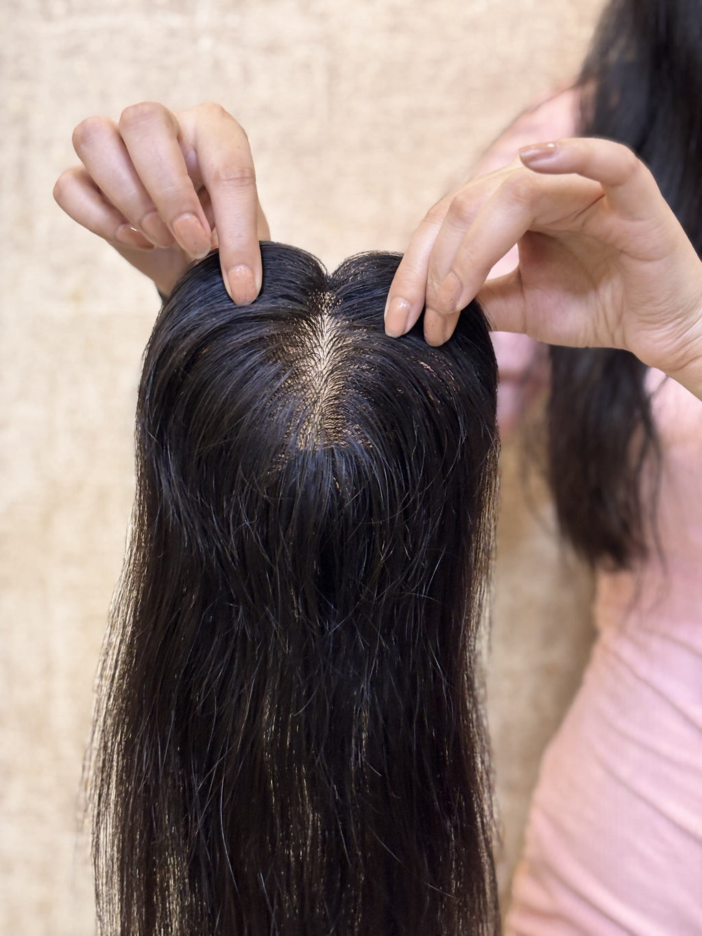 Hair Topper for Postpartum Hair Loss | Silk Base | Natural Black | Straight | Remy Hair India
