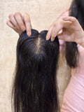 Hair Topper for Postpartum Hair Loss | Silk Base | Natural Black | Straight | Remy Hair India