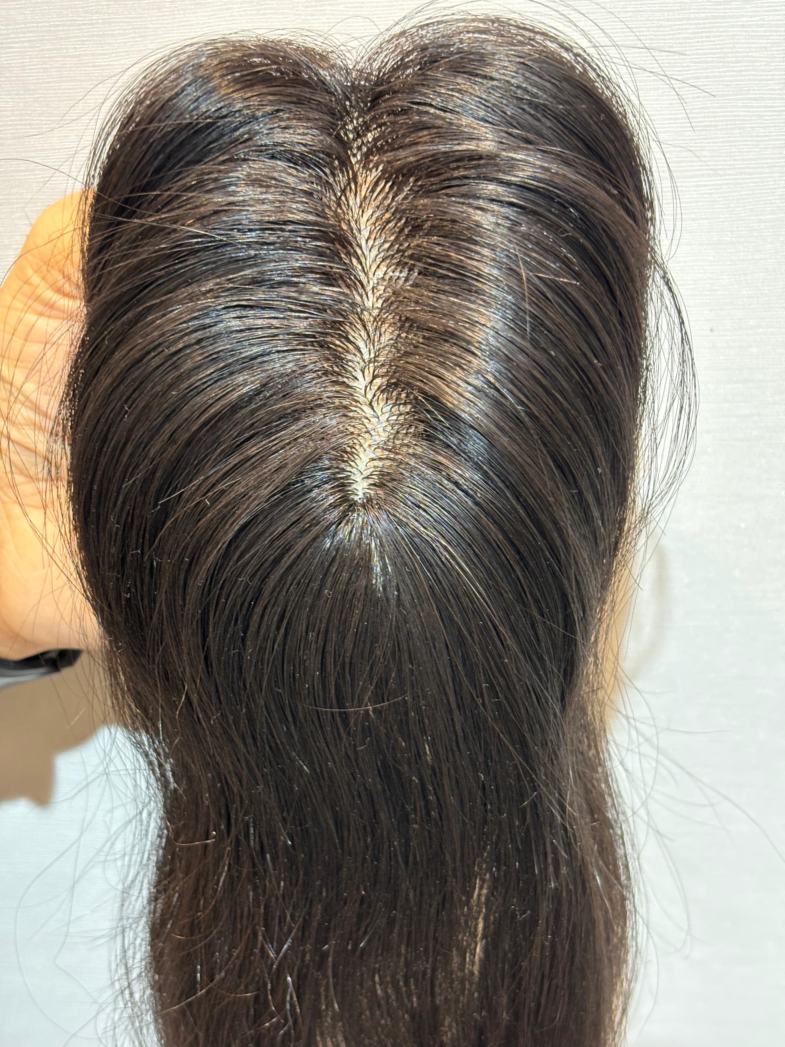 Hair Topper for Postpartum Hair Loss | Silk Base | Natural Black | Straight | Remy Hair India